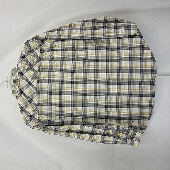 TIMBERLAND GRAY YELLOW PLAID ROLL TAB COTTON WESTERN BUTTON DOWN BUTTON SHIRT - Picture 10 of 15